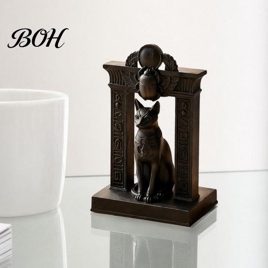 Egyptian Cat Statue Statue, Ancient Egypt Inspired Figurine, 3D Printed Decor Vintage Style Ornament for Home Office Desk, Shelf Art Craft Mythology
