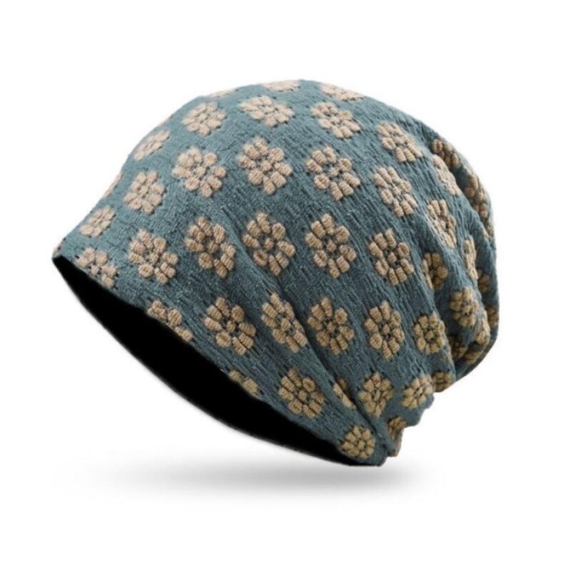 Women s Breathable Floral Beanie Fashion Hat black