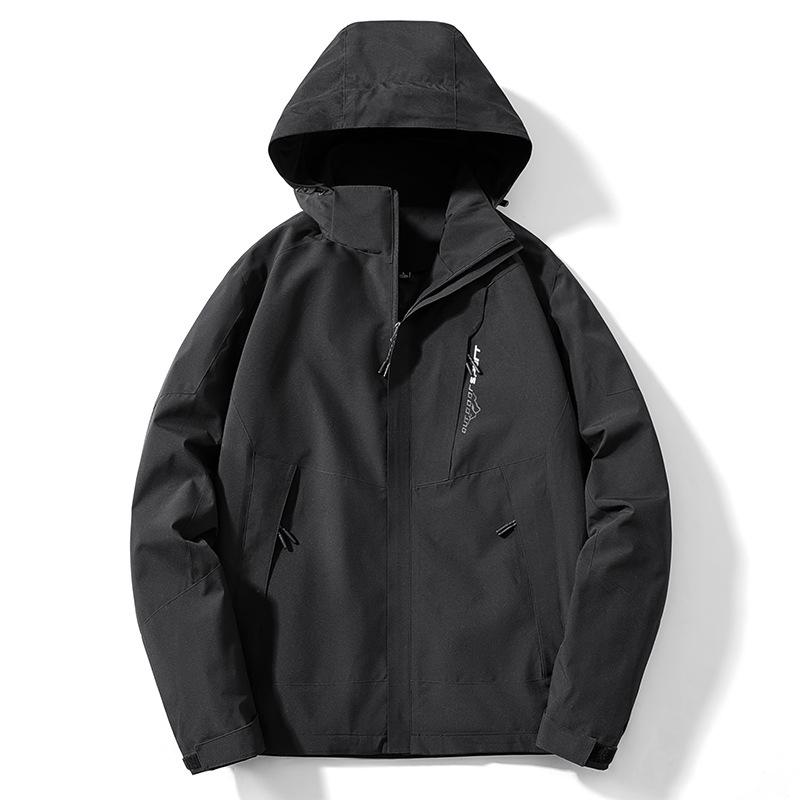 Japanischer Stil Frühling und Herbst Abnehmbare Kapuzenjacke Studenten-Gruppen-Windjacke für Selbstfahrer Outdoor-Fischerei Wasserdichte Kleidung