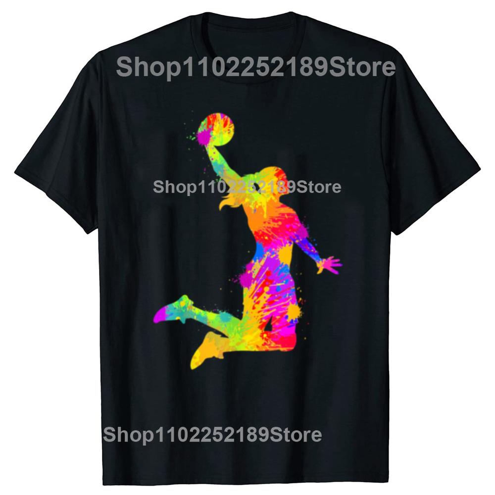Lustige Basketball-Mädchen Damen Grafik-T-Shirts Herren Damen Mode Lässiges Übergroßes T-Shirt 100% Baumwolle Locker Übergroßes T-Shirt