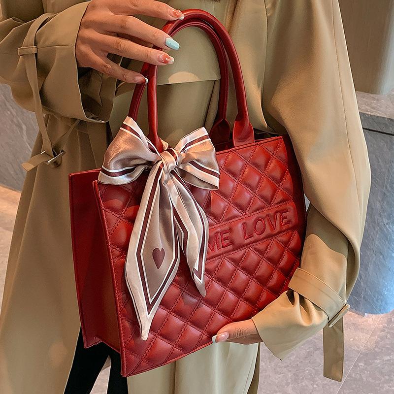 Wedding Bag Bride Wedding Girl Large Capacity Premium Sense Soft Leather Niche Red Daily Available Tote Bag
