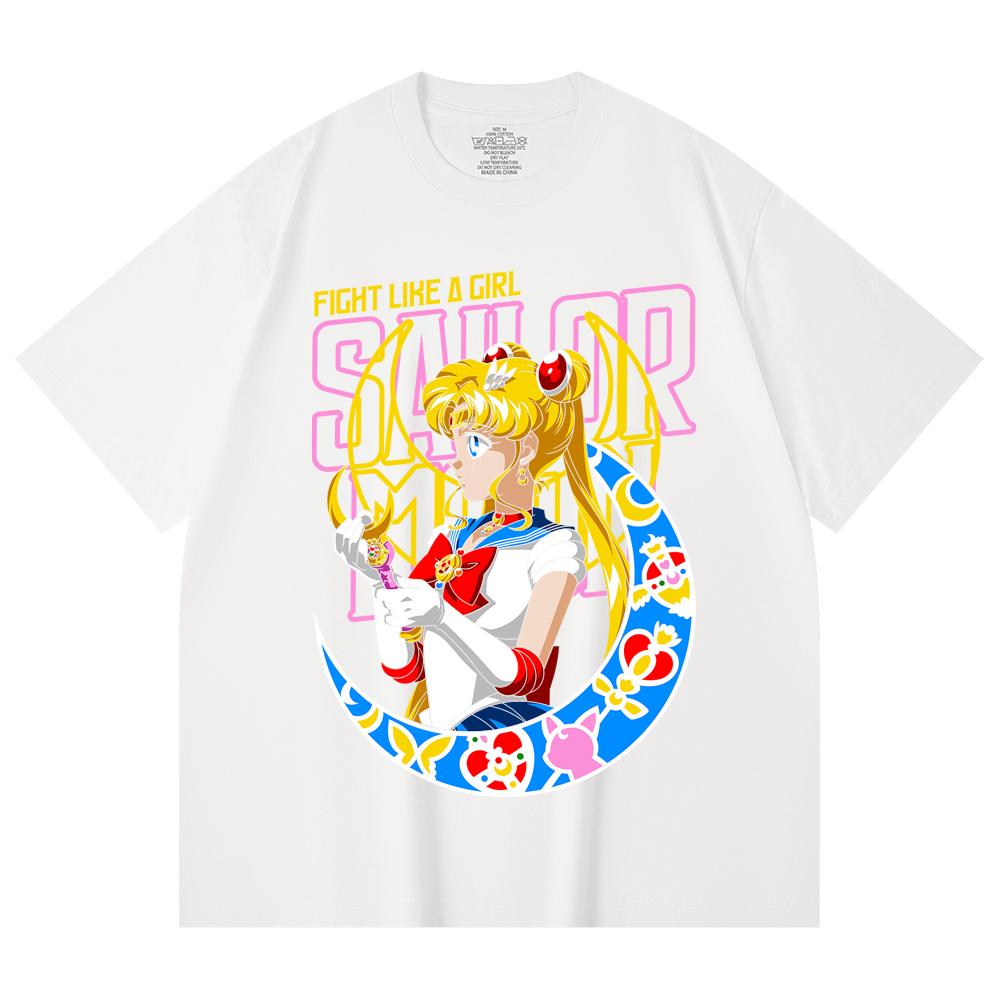 230 g/m² 100 % Baumwolle Sailor Moon V8 Minako Druck Unisex Schweres Baumwoll-T-Shirt
