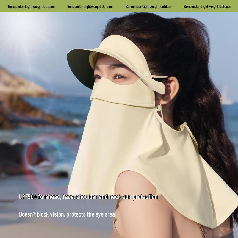 beneunder UPF50+ Hat-Brim Neck Sun Protection Mask