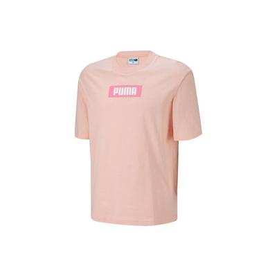Puma T-shirt Casual Estampada de Manga Curta com Logotipo Tops Unissex Rosa Claro 623561-66
