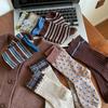 Retro Color Blocking Stripe Socks For Women Winter Warm Middle Tube Socks Korean Girl Soft Thicken Home Sock