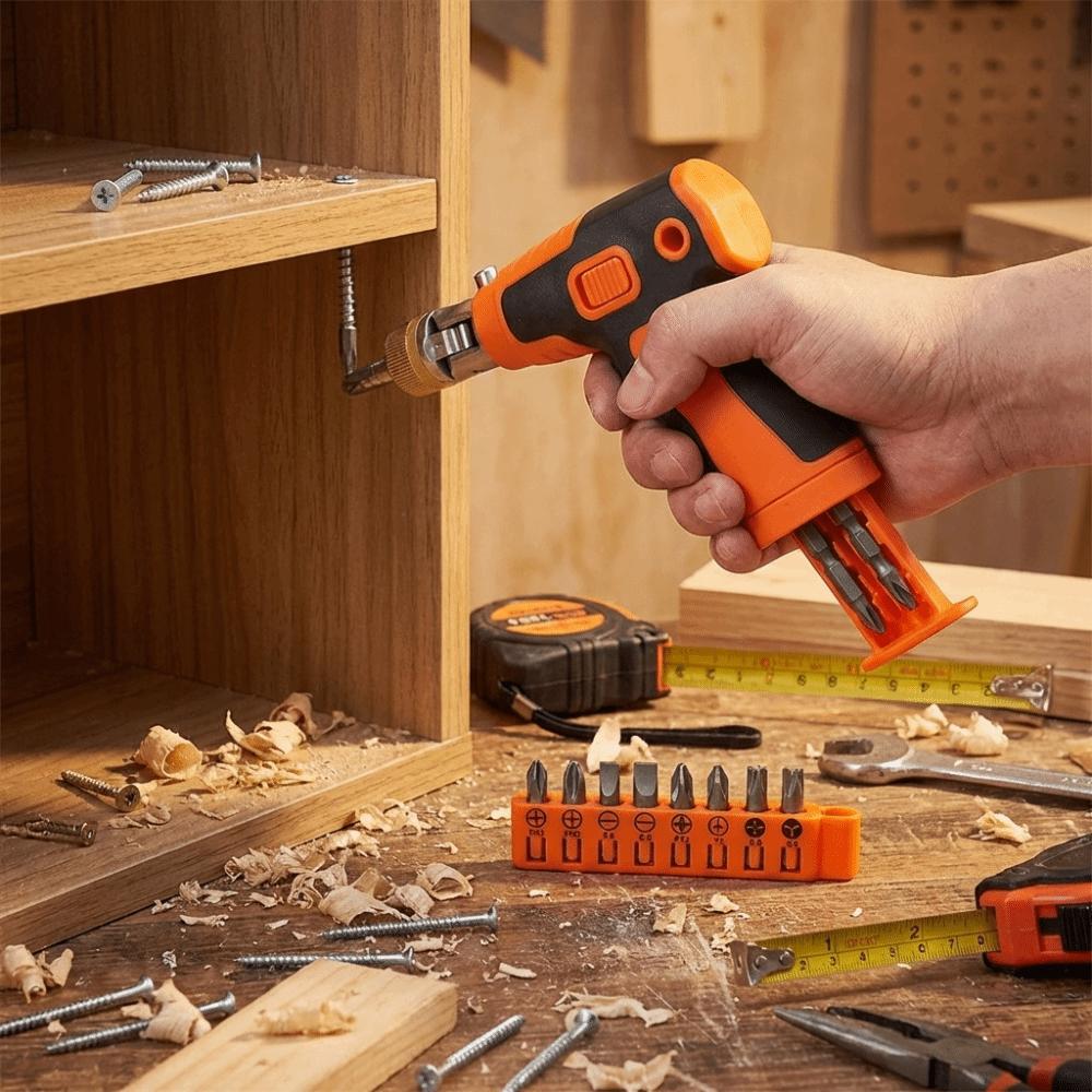 Replaceable Bits Ratchet Screwdriver Set Ratchet Mechanism Pistol Grip Screwdriver Repair Tasks