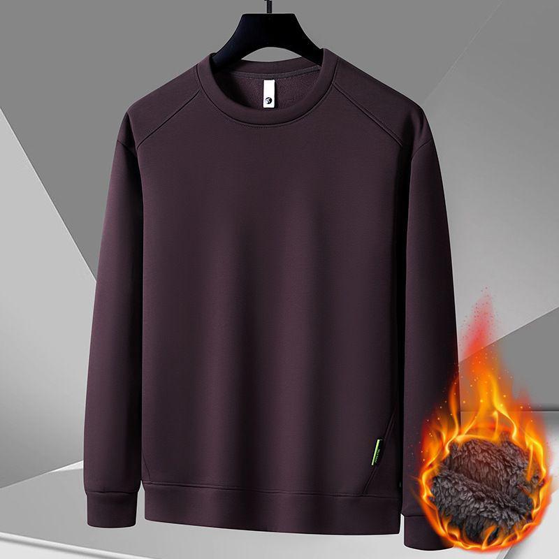 Men's Raglan Hoodie: Casual Round Neck, Long Sleeve, Plus Velvet, Thickened Base Layer for Spring, Autumn, and Winter.