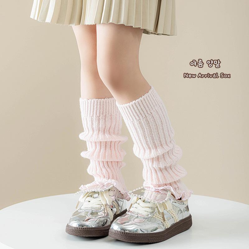 Socks For Spring And Autumn Children'S Stacking Socks Red Long Tube Lace Knitted Baby Girl Medium Tube Leg Cover