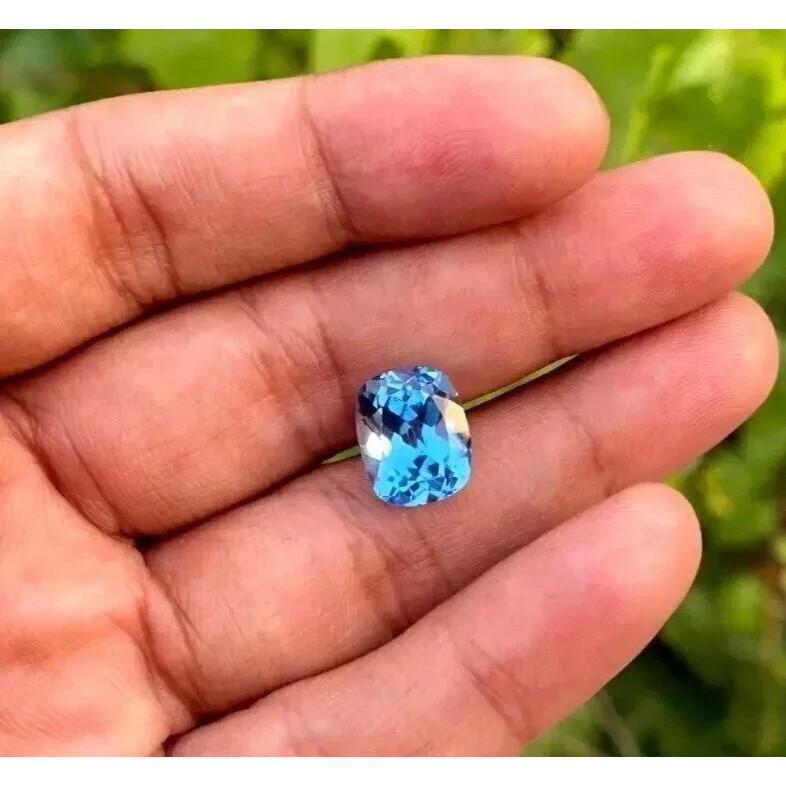 Natural Cushion Cut Certified Santa Maria Blue Aquamarine Loose Gemstone