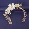 Gold Color Flower Leaf Hairband Tiara For Women Party Crystal Pearl Headband Bridal Wedding Hair Accessories Jewelry Comb Band