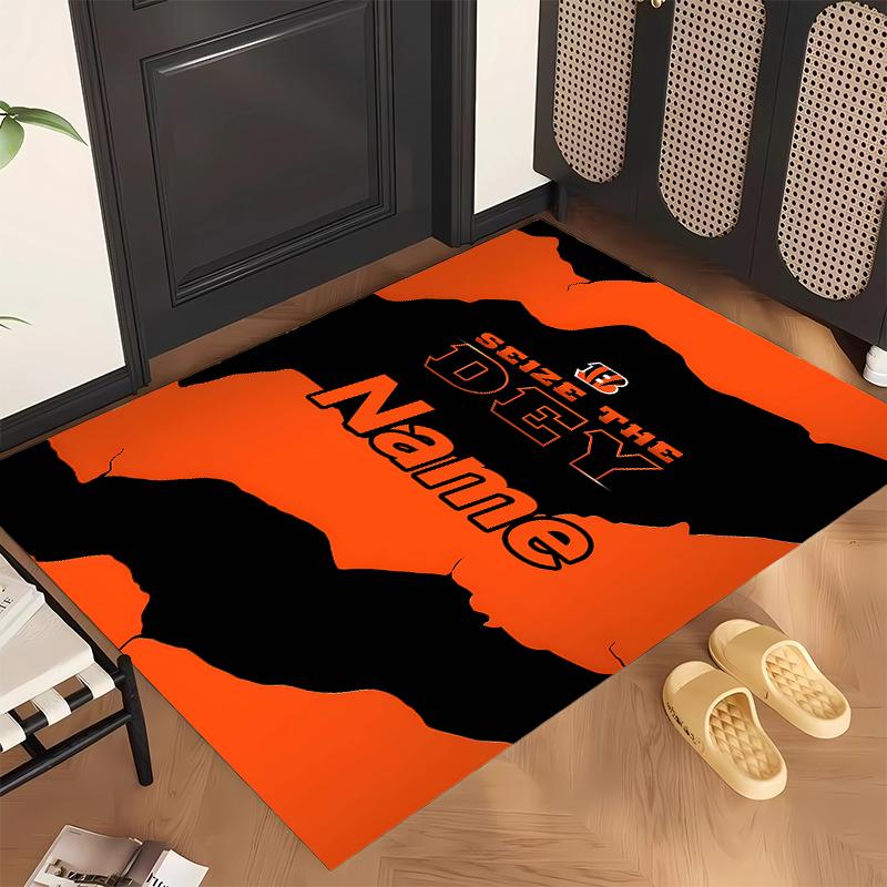 Cincinnati Bengals (1) Personalized Name Office Carpet Stylish Decor for Living Room Bedroom Kitchen