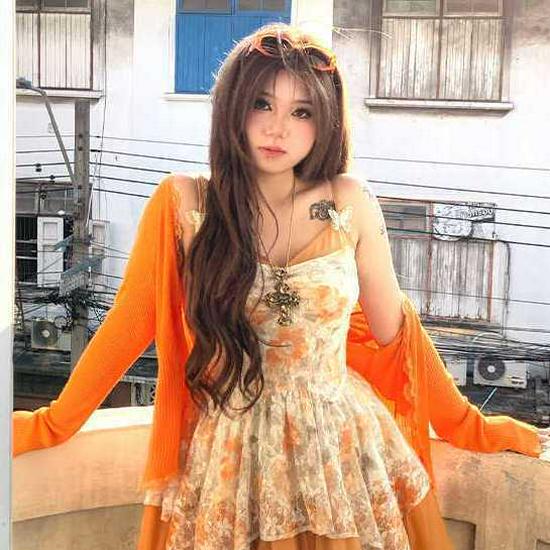 Plus Size French Elf Lace Patchwork Camisole Irregular Summer Dress L for 100-120 lbs