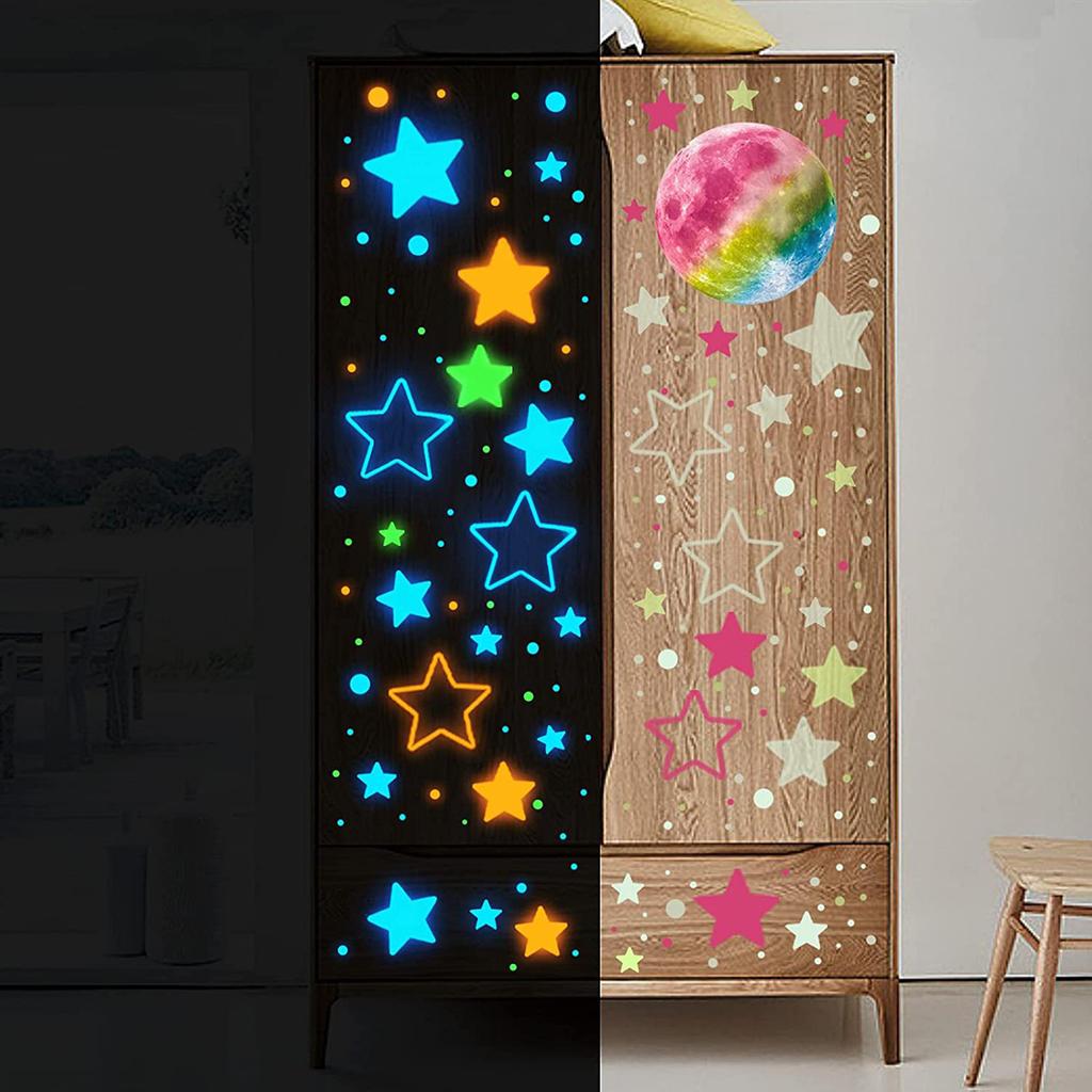 Glow in The Dark Stars Wall Decal Stickers for Ceiling 1449Pcs Moon and Stars Starry for Sky Glow Wall Stickers Luminous