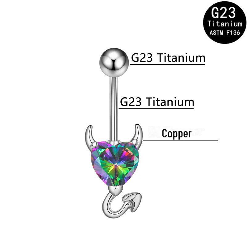 European & American Style G23 Titanium Zircon Devil Belly Button Ring, 14G Body Piercing Jewelry