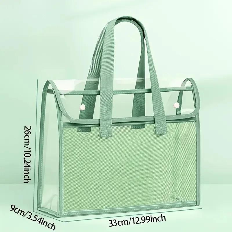 Large Capacity A4 Clear Document Bag PVC Waterproof Snap Closure File Folder for Office School Supplies Storage and Organization