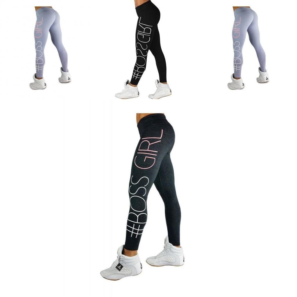 Women Letter Print High Waist Leggings With Stretch And Push Up Design For Fitness And Running