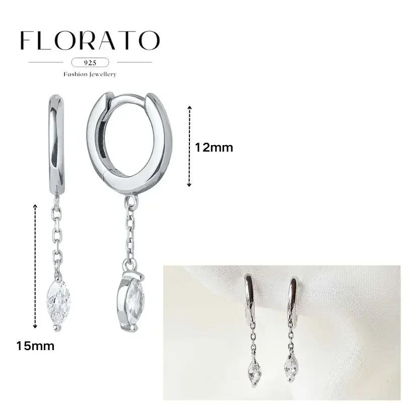 FLORATO 925 Silver Earrings Chain Tassel Pendant Earrings Zircon Silver Earrings for Women Trend Luxury Wedding Jewelry