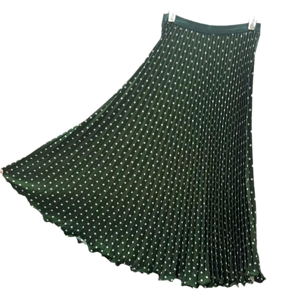 Summer 2025 New Chiffon High Waist and Thin Pleated Polka Dot Medium and Long Skirt Femininity Fashion A-shaped Skirt