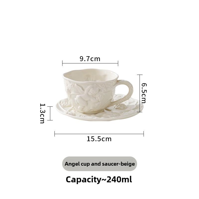 

Embossed Angel Grape Ceramic Tea Set White Porcelain Teapot Cup Saucer Set for Afternoon Tea Wedding Brunch Vintage Home Decor