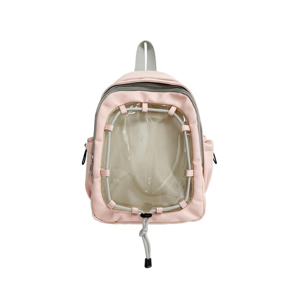 

Large Capacity Doll Display Storage Bag Schoolbag Transparent Backpack Cotton Doll Ita Bag Student Pink S