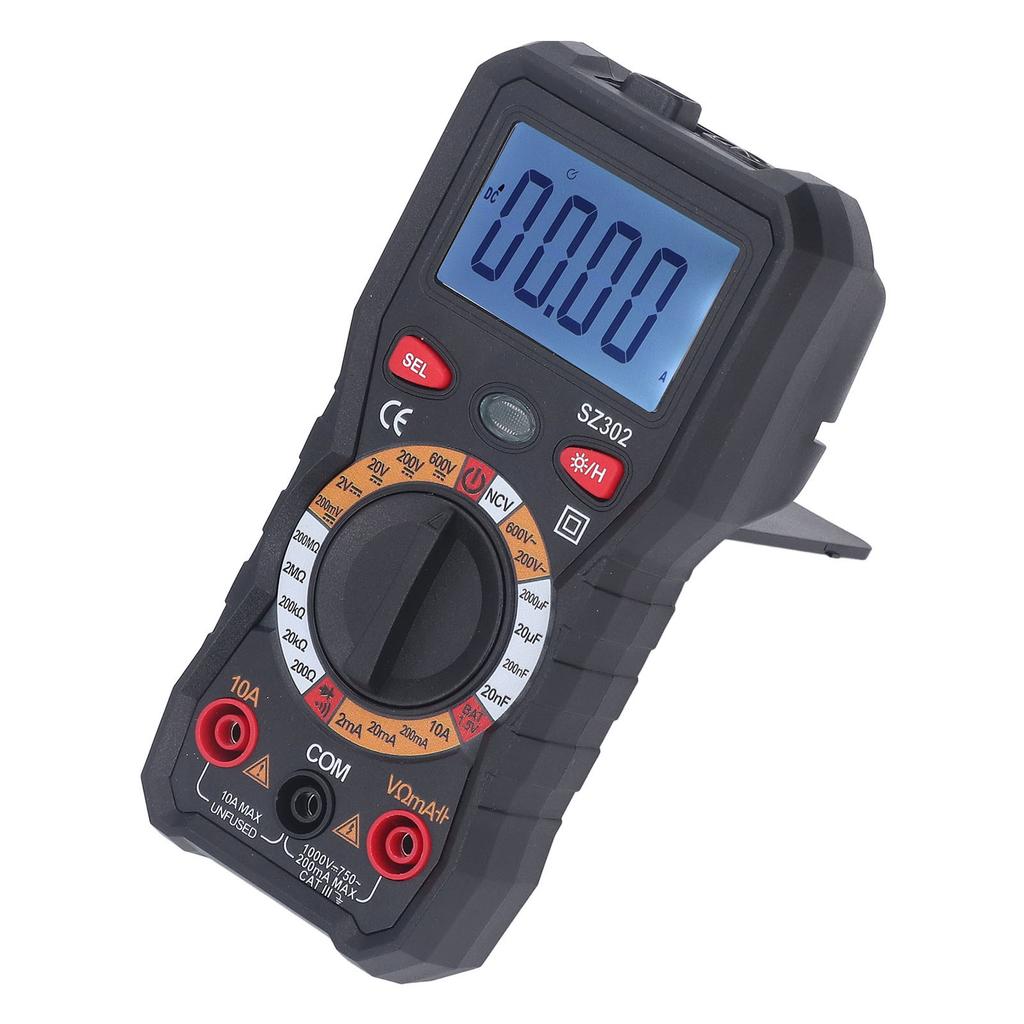 Digital Multimeter Hintergrundbeleuchtung Hohe Genauigkeit Automatisch LED-Anzeige DC AC Voltmeter mit Taschenlampe Schwarz