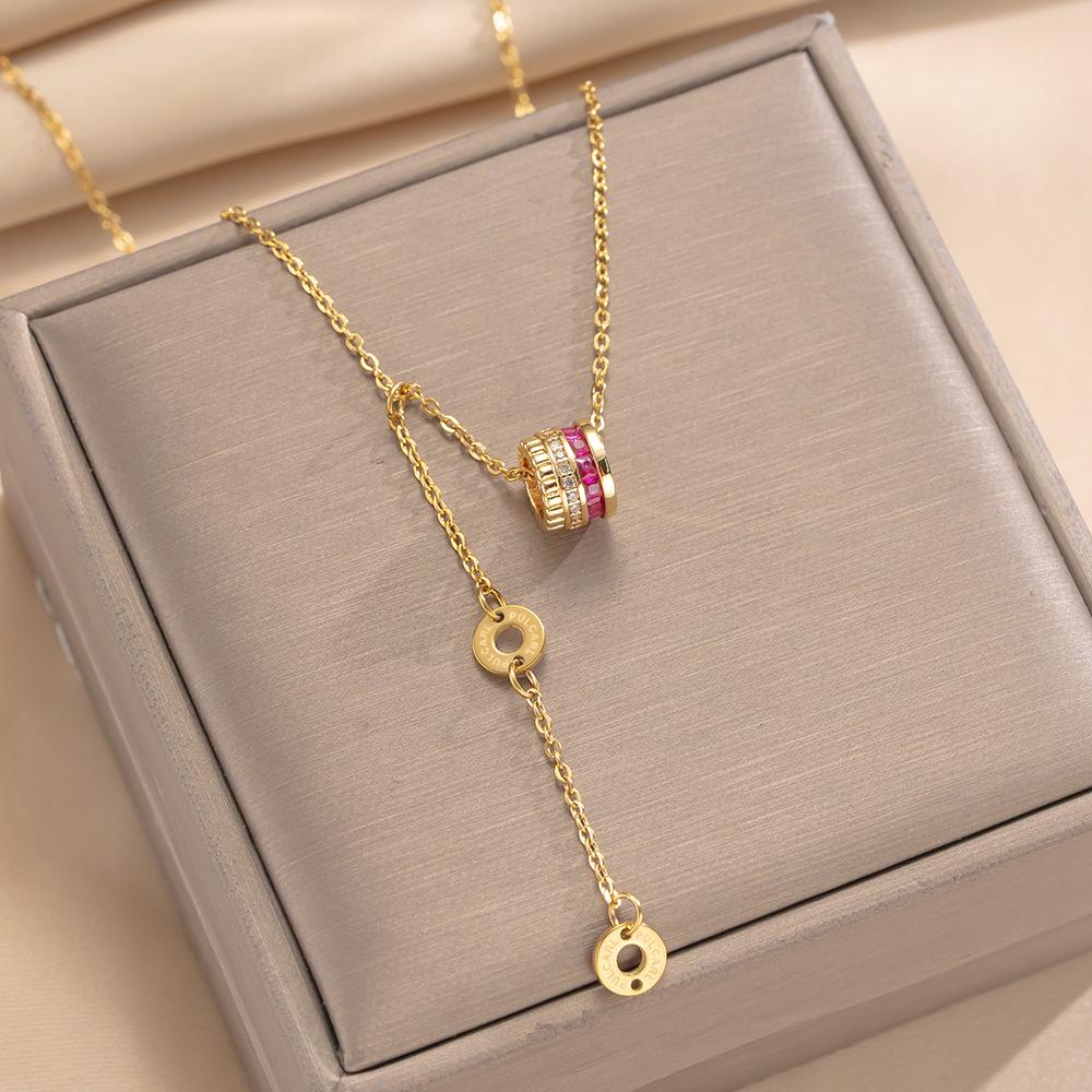 Set of Slim Waist Titanium Steel Women's Necklace - Inlaid Light Luxury Versatile Choker