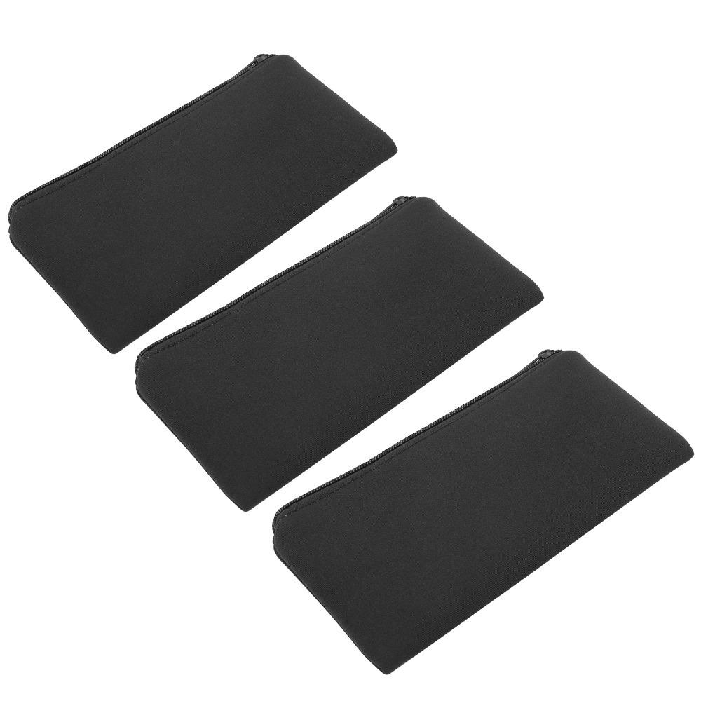 

3Pcs Durable Neoprene Pencil Case Multifunction Portable Pen Storage Bag Waterproof Mountaineering Storage Bag Camping Equipment чорний