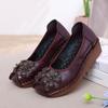 Handmade Purple Ballet Flats Woman Real Leather Shoes Women's Wedged Heel Loafers Mother Luxury Moccasins Flower Elevator Shoes