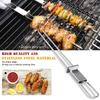 Horká nerezová vidlička na BBQ Grilovací tyč Dvojitý hrot s tlačnou deskou Kovové BBQ špízy Grilovací nástroje liyi