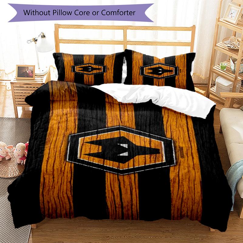 Wolves Football Club Emblem Printed Pattern Duvet Cover Set – Includes 1 Duvet Cover and 2 Matching Pillowcases Bedroom Decor Christmas Gifts