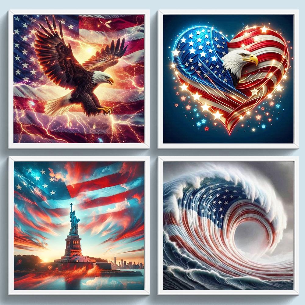 Independence Day Printed Cross Stitch Kit 11CT Embroidery Craft Set Home Decor