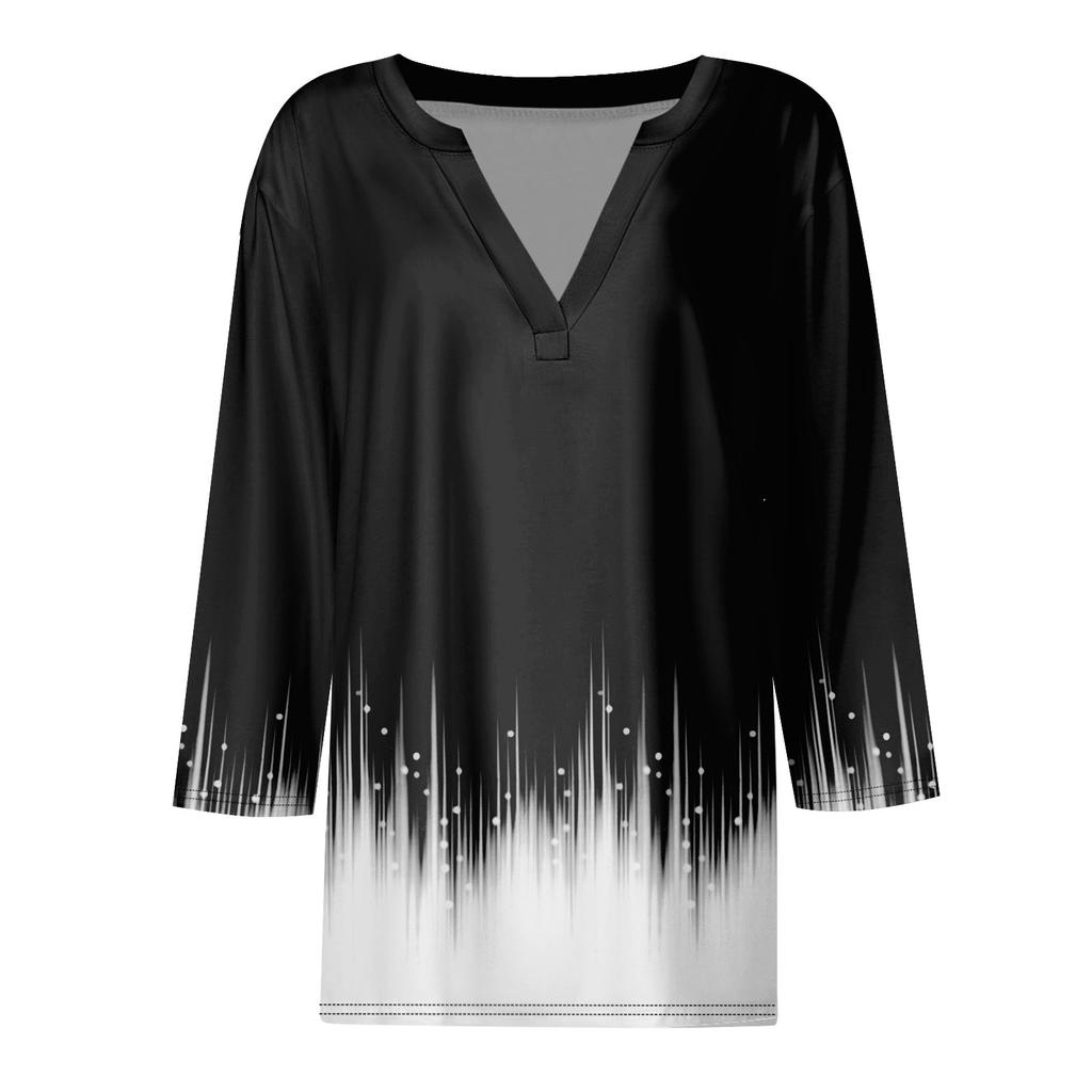 Women's T Shirt Tee Printed 3/4 Sleeve Daily Weekend Fashion Basic V Neck Regular Top