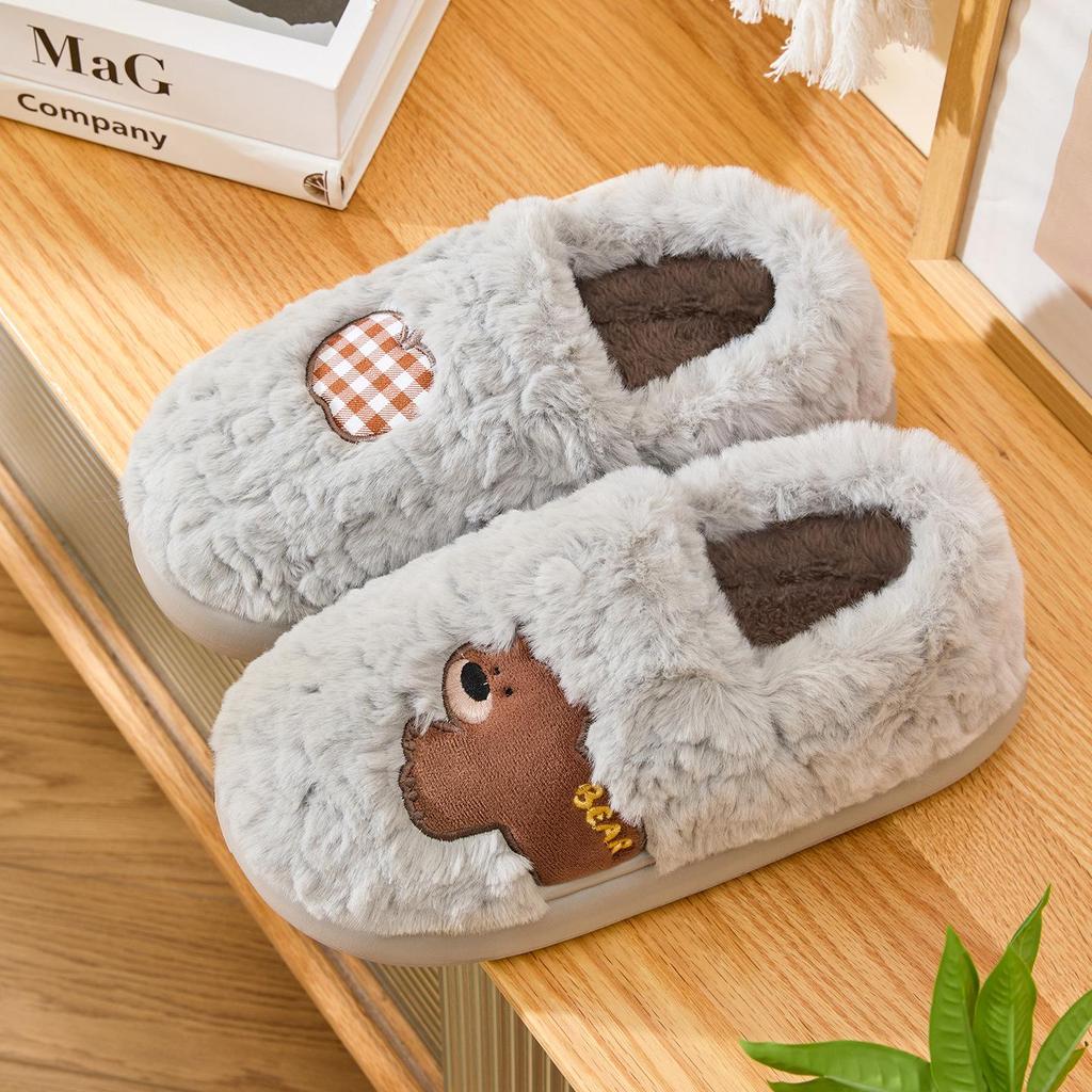 Jie Liya 2025 Women's Cute Cartoon Cotton Slippers - Cozy Indoor Plush for Autumn/Winter (Available for Men Too)