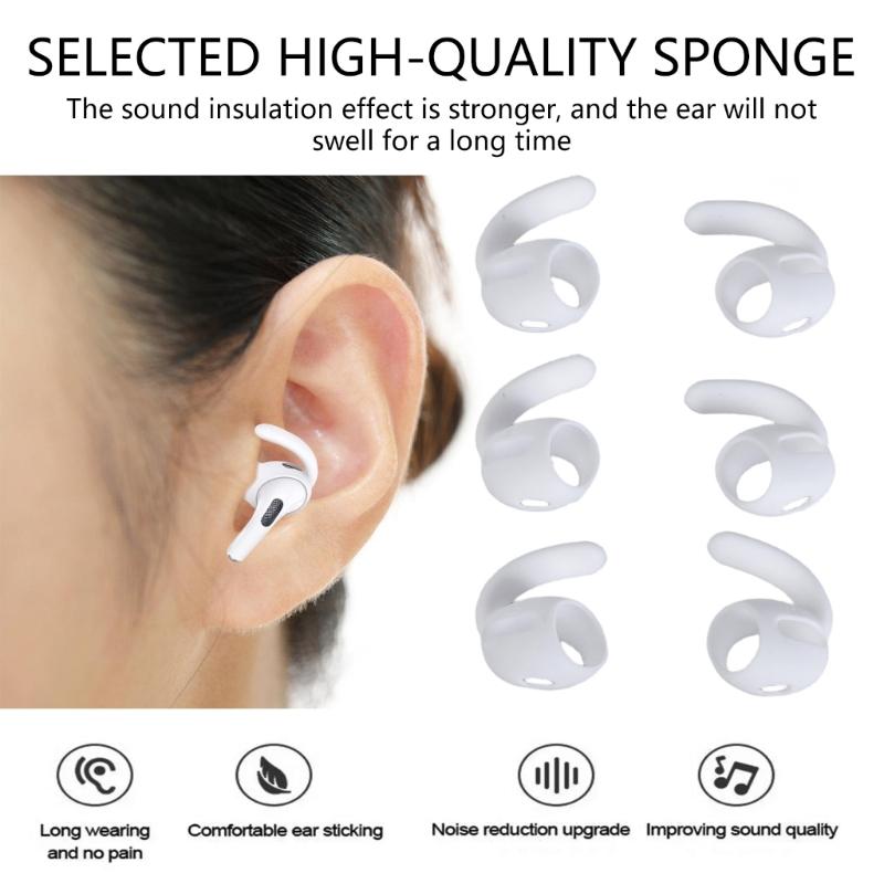 3Pairs Ear Hooks Ear Sleeves Caps For Earphones From Durability Silicone Earplugs Set Secure and Slip Resistant