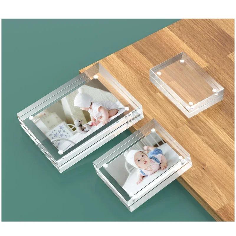 Magnetic Acrylic Picture Frame Transparent Poster Display Self Adhesive Magnetic Frame Desk Decor Thickness 10mm+10mm
