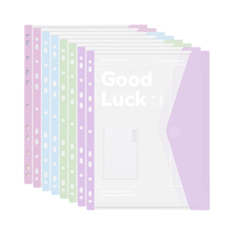 4/6/8Pcs 11 Holes Punched Pocket Water Resistant Letter Size Document Wallet with Clear Label Window for Office School
