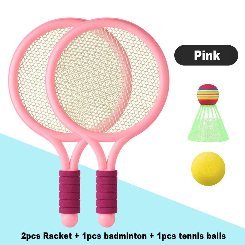 Raquette de Tennis pour Enfants Sports de Plein Air Raquette de Badminton Ensemble de Jouets pour Jardin d'Enfants pour 3-12 ans Ensembles de Badminton rose