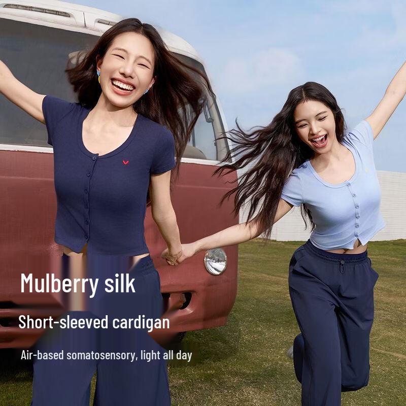 Women s Mulberry Silk Blend Short Sleeve T-Shirt L