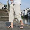 Pantaloni Capri in Cotone e Lino Pantaloni Estivi Sottili in Lino Pantaloni Casual da Spiaggia Pantaloni Corti da Uomo