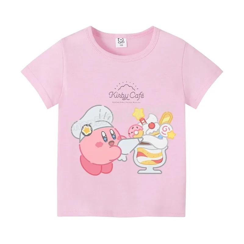 Star Kirbys Summer Short Sleeve Kid Cute T-shirt Colorful Tops Baby Cartoon Fashion Tee Kawaii Game Boy Girl Casual Clothes Gift