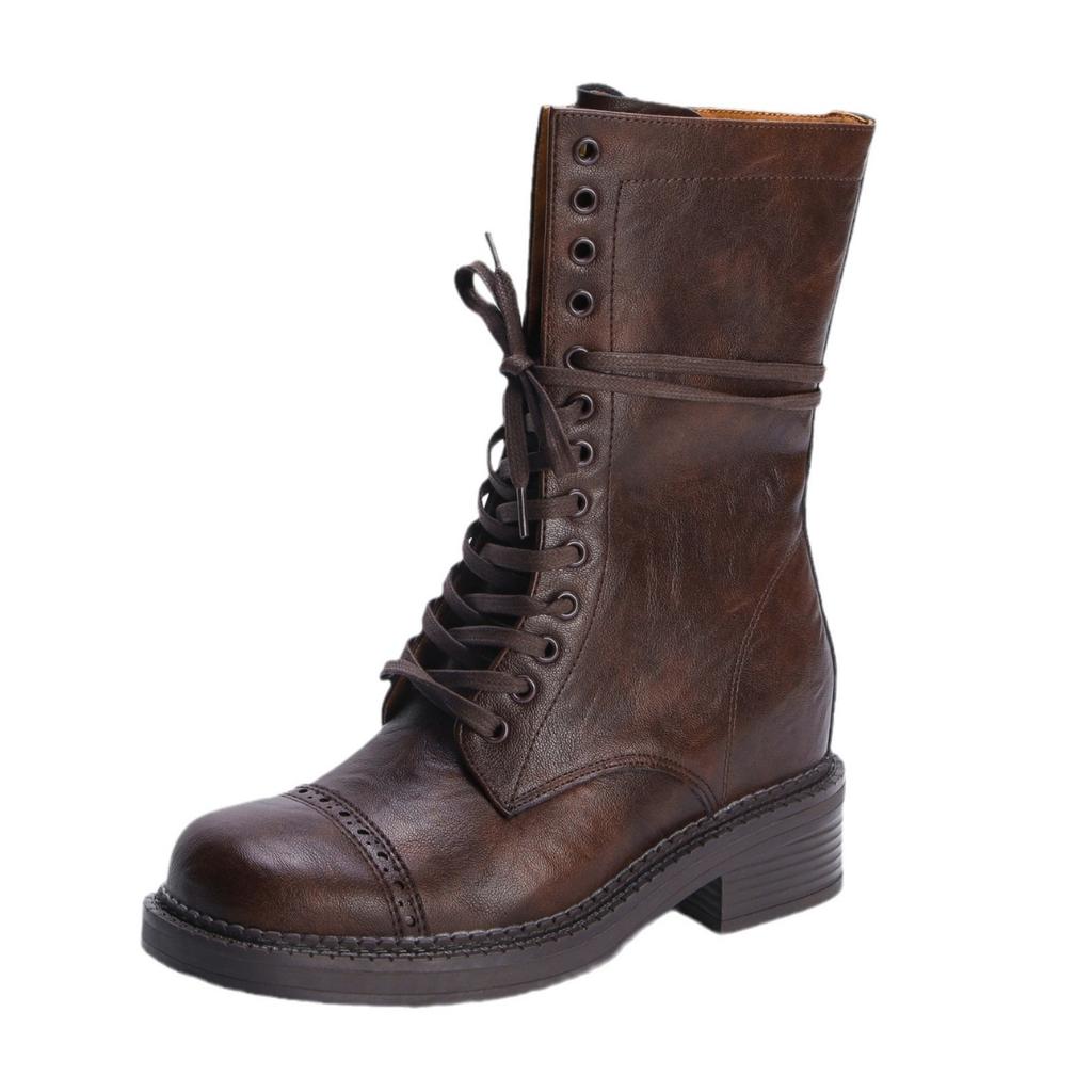 Internet celebrity retro Martin boots premium sense washed horse leather pattern short boots 2025 winter new Chengdu women's boots