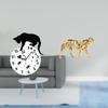 Silent Hanging Cat Clock with Gold Cheetah Figurine Animal Sculpture Quiet Movement for Living Room