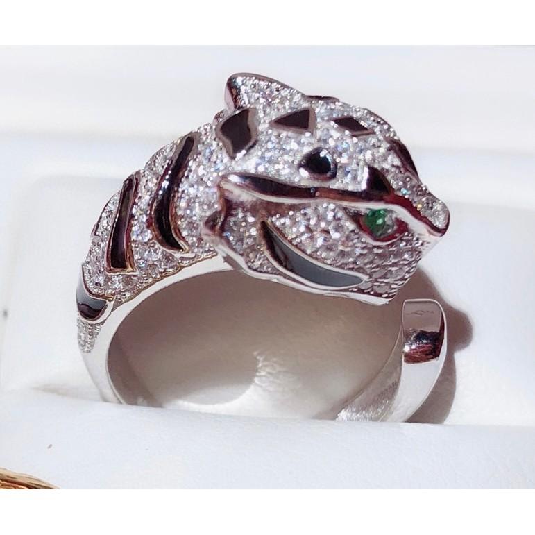 The Latest Popular Leopard Grandmother Emerald Ring High Carbon Diamonds, Full of Dominance Leopard Multi Circle Ring Size Open