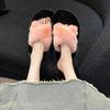 Large Size Thick Bottom Fluffy Slippers Women Wear Autumn and Winter 2025 New Cross Internet Celebrity Explosion Word Home Ins