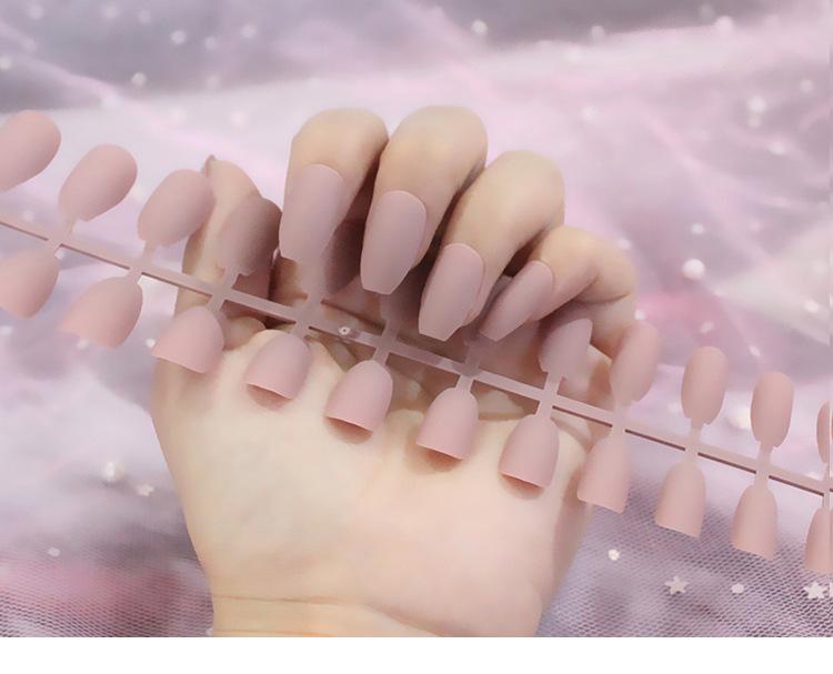 24pcs/set DIY Quick Nails Matte Frosted Long T Solid Color False Nails Multi-color Strips Finished Wear Manicure