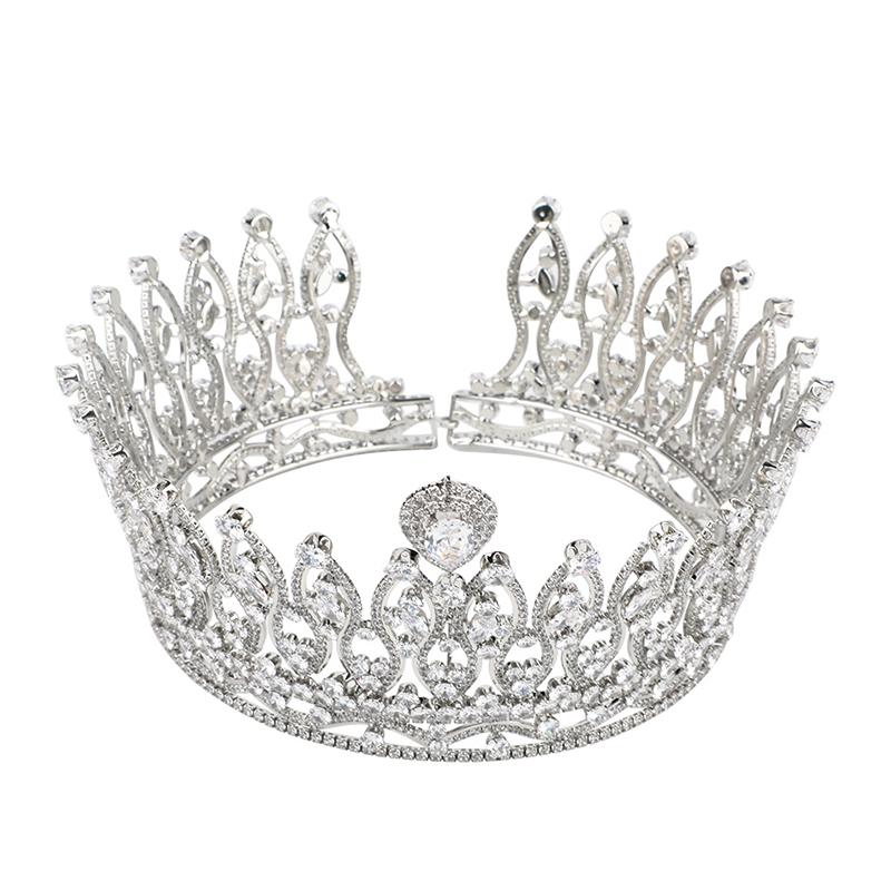 Cubic Zirconia Big Tall Royal Princess Pageant Crown Quinceanera Prom Party Full CZ Bridal Hair Accessories