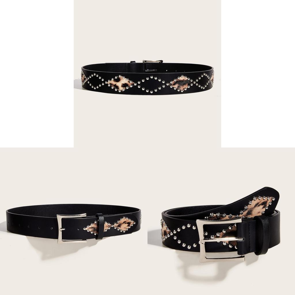Punk Style Leopard Print Belt With Alloy Buckle For Streetwear Fashion Accessories
