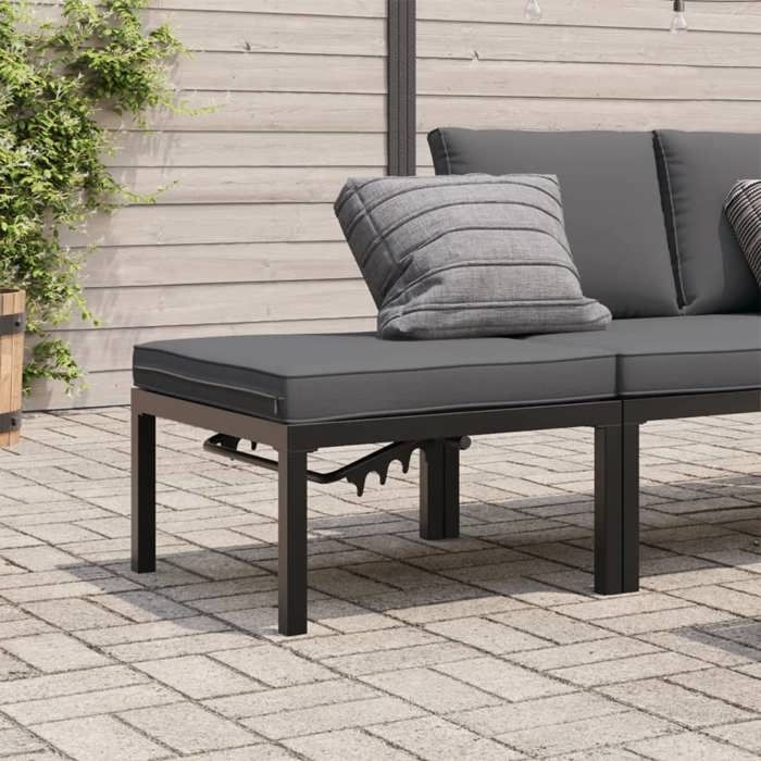 VidaXL Garden Stool with Black Cushion Aluminum, Garden Seat, Outdoor Stool, Cube Seat, Outdoor Seat, 4008572