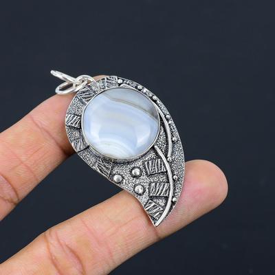 Gift For Her 925 Sterling Silver Natural Botswana Agate Gemstone Jewelry Pendant