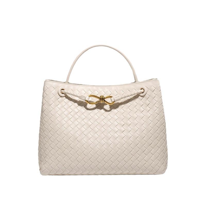 Vintage Woven Tote with Metal Buckle - Versatile Shoulder and Crossbody Bag